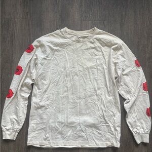 Empyre Cream Long Sleeve Shirt with Red Rose Details